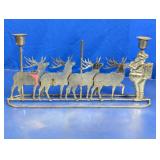 Metal Santa and Reindeer Candle Holder
