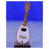 Miniature Wooden Mandolin Figurine with Stand