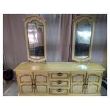 Vintage French Provincial Dresser & Dual Mirrors