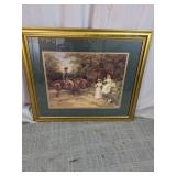 Framed Vintage Equestrian Scene Wall Art Print