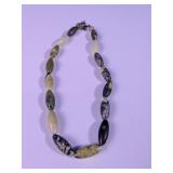 Polished Green Stone Oval Bead Strand Necklace