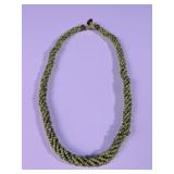 Green Twisted Multi Strand Seed Bead Necklace