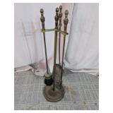 Brass Fireplace Tool Set with Stand