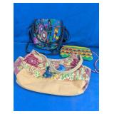 Assorted Bohemian Fabric Bags & Clutches Trio
