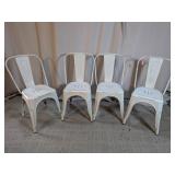 Set White Metal Tolix Style Bistro Chairs