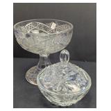 Crystal Pedestal Bowl & Covered Candy Dish