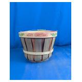 Vtg. Merry Christmas Woven Wood Bushel Basket