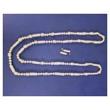 White Beaded Necklace & Earring Set