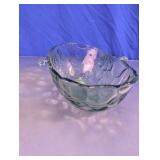 Green Embossed Glass Fruit Bowl