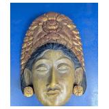 Carved Wood Asian Goddess Decorative Wall Mask