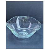 Vintage Clear Glass Ruffled Tri-Corner Bowl
