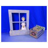 Wood Window & Apples Crate Decor