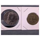 1972 Kennedy Half Dollar & Sacagawea $1 Coin Lot
