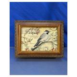 Wood Bird Print Jewelry Music Box
