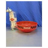 Coca-Cola Glass Straw Dispenser & Serving Bowl