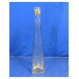Tall Triangular Clear Glass Decorative Bottle