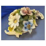 Ceramic Floral Cornucopia Figurine