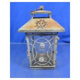 Vintage Celestial Sun Metal & Glass Lantern