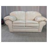 Cream Faux Leather Loveseat Sofa
