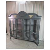 Painted Grey Glass Front Display China Cabinet