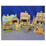 Easter Bunny Village Buildings & Figurines Set