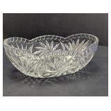 Vintage Glass Pinwheel Scalloped Oval Bowl