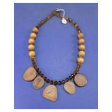 Beaded Necklace with Natural Slice Pendants