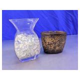 Decorative Glass Vase & Toothbrush Holder