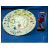 Decorative Plate and Geisha Figurine