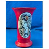 Vintage Red Ceramic Souvenir Vase