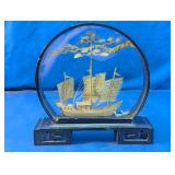 Vintage Cork Diorama Chinese Junk Ship