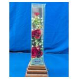 Vintage Faux Rose Glass Tower Music Box