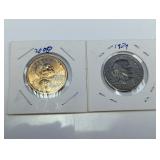 Vintage US One Dollar Coins - 1979 & 2000