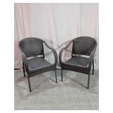 Wicker Patio Arm Chairs Pair