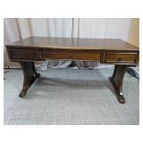 Vintage-Style Wooden 3-Drawer Trestle Desk