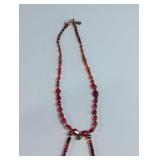Beaded Red Drop Necklace Toggle Clasp