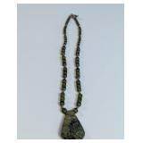 Vintage Green Crystal & Stone Pendant Necklace