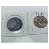 Vintage Portugal 50 Escudos & US $1 Coin Duo