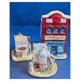 Vintage Miniature Village Buildings Trio
