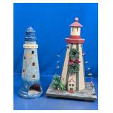 Vintage Decorative Lighthouse Tabletop Decor Duo
