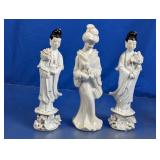 Vintage Asian Ceramic Female Figurines Trio