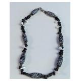 Snowflake Obsidian & Onyx Beaded Necklace