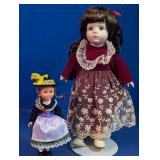 Vintage Porcelain & Plastic Collector Doll Duo