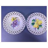 Vintage Reticulated Ribbon Edge Fruit Plates Duo