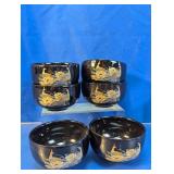 Vintage Black Peacock Ceramic Teacup Set