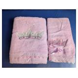 Pink Crown Bath Towel & Hand Towel Set