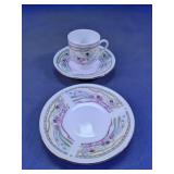 Asian Geisha Glass Demitasse Cup and Saucer Set
