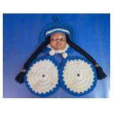 Mid Century Crocheted Native Potholder Set