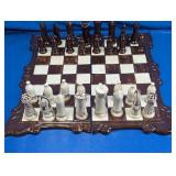 Ceramic Two-Piece Chess Set with Figurines