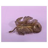 Portuguese Vermeil Filigree Leaf Pin